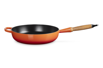 Padella alta Evolution con manico in legno in ghisa vetrificata