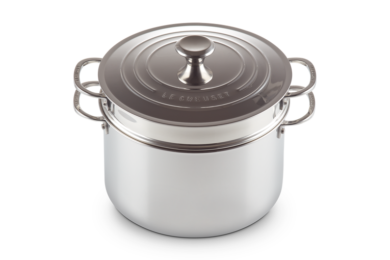 Casseruola alta con coperchio e scolapasta in acciaio inox ...