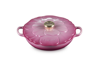 Tegame basso con coperchio a fiore in ghisa vetrificata