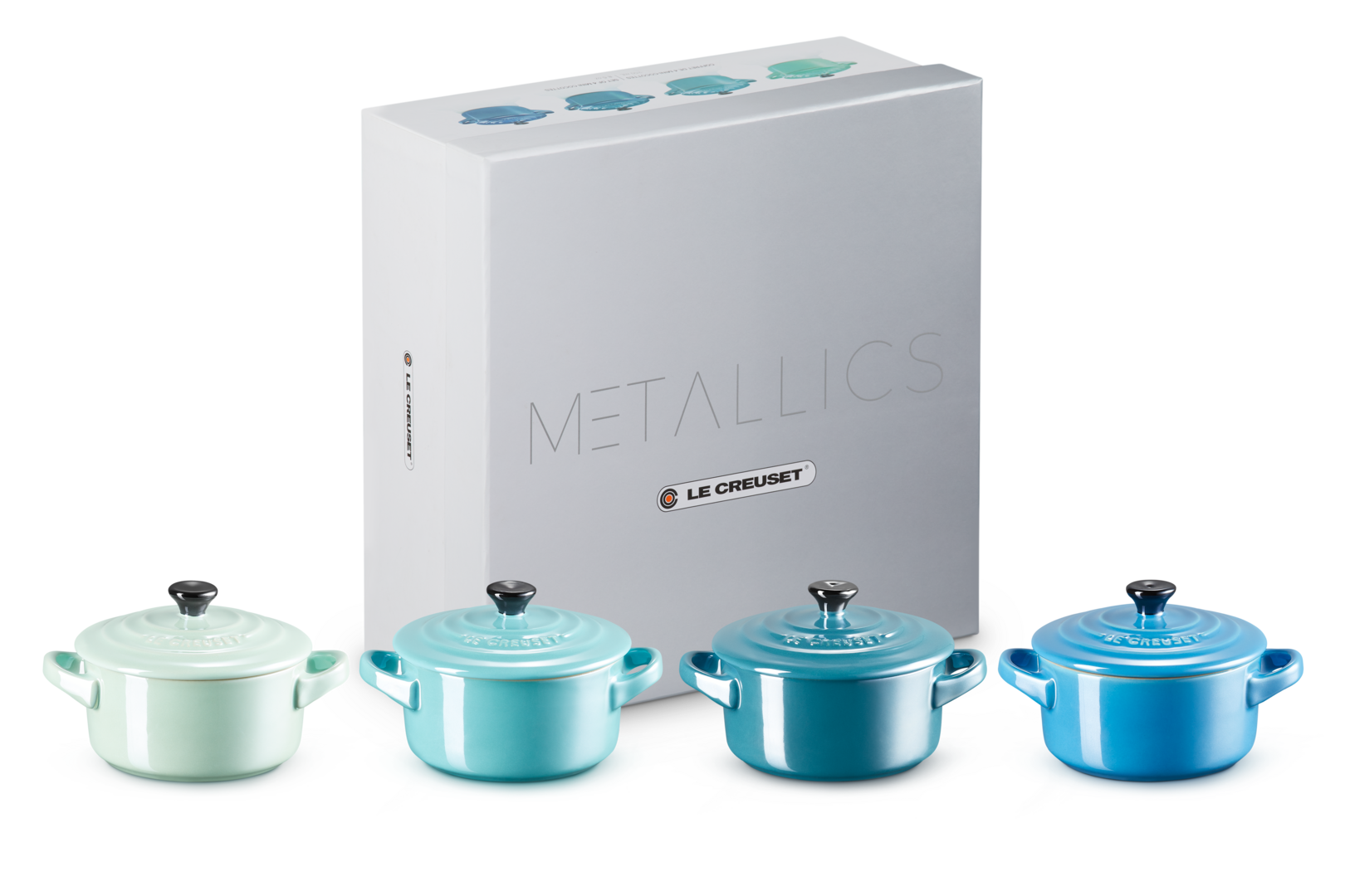 6 Pezzi Gres Le Creuset Set di Mini Coppette 120 ml Ciascuna Rotondo Arcobaleno 