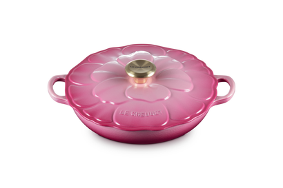 Tegame basso con coperchio a fiore in ghisa vetrificata