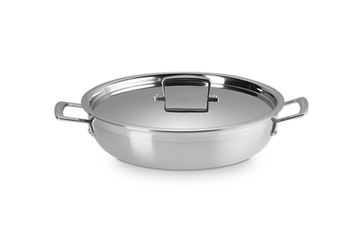 Tegame basso in acciaio inox e int. antiaderente