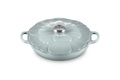 Tegame basso con coperchio a fiore in ghisa vetrificata