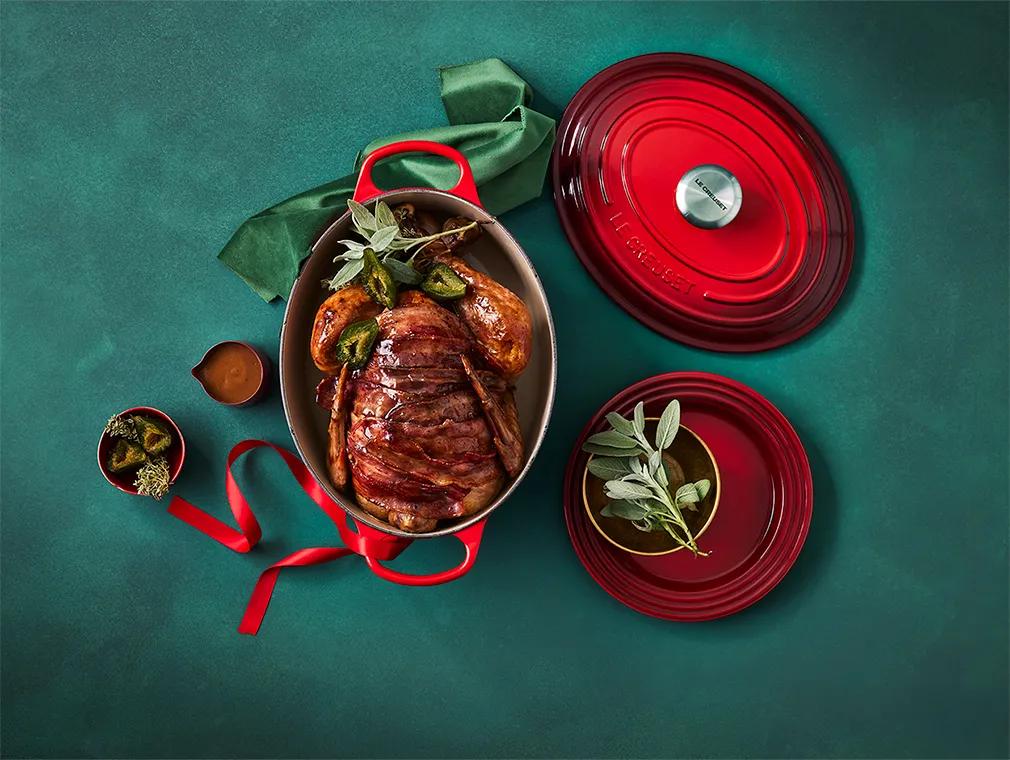 Tacchino arrosto avvolto in pancetta con glassa ai fichi verdi