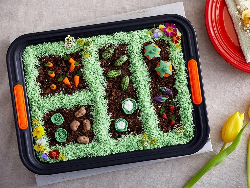 Torta al cioccolato al malto a forma di orticello